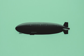 Zeppelin Icon in 2D: Floating Black on a Mint Background - Retro Airship Art