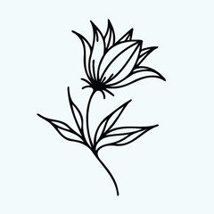 set of contour bluebell
line art of flowers, leaves
black and white illustration
set of decorative elements of plants