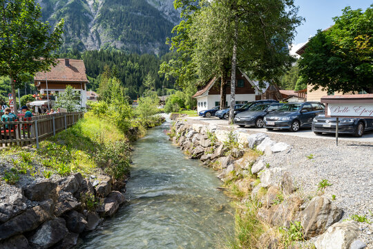 Kandersteg, Swtizerland - Canal waterway going through the village of Kandersteg