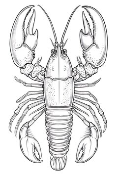 black and white lobster drawing clip art preview