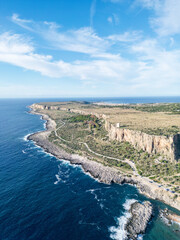 Aerial View of the Rugged Coastline near Macari, Sicily, Close to San Vito Lo Capo