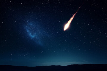 2D Rocket Icon Departing Comet Red on a Night Sky: A Bold Statement in Red