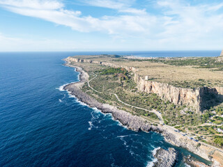Aerial View of the Rugged Coastline of Macari near San Vito Lo Capo, Sicily