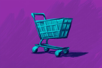 2D Trolley Icon Departing Cyan on a Plum Background: Vibrant and Modern