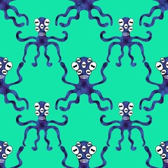 Summer animals seamless octopus pattern for wrapping paper and kids