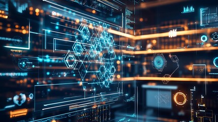 Obraz premium Innovation drives seamless monitoring and control of reactions in futuristic lab