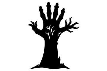 Halloween zombie hand silhouette  vector  illustration-and-clipart white background