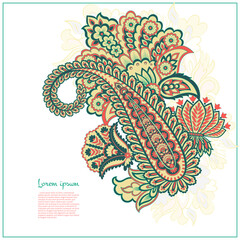 Floral Paisley vector pattern. Damask Isolated ornament