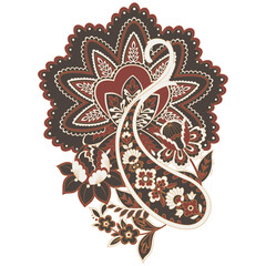 Vector Floral isolated pattern with paisley ornament.