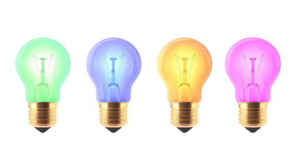 Colorful Glowing Light Bulbs Symbolize Creativity and Innovative Ideas Generative AI