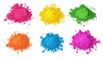 Vibrant Holi Color Powders in Various Shades for Festive Celebrations Generative AI
