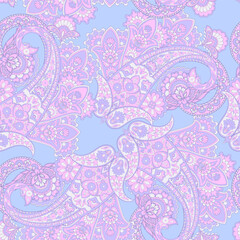 Elegant Paisley Seamless Vector Pattern. Indian floral motifs for fabric designs