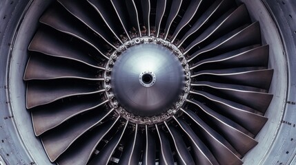 Close-up of a Jet Engine's Fan Blades and Internal Components
