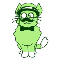 Sir Cat Gentleman Top Hat Monocle Glasses Rich Guy Funny Design Fun Adorable Cool Happy Friendly Sweet Little Kitten Cartoon Cute Cats Lovers Comic Love Feline Playful Kitties Fur Paw Pet Owner