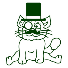 Sir Cat Gentleman Top Hat Monocle Glasses Rich Guy Funny Design Fun Adorable Cool Happy Friendly Sweet Little Kitten Cartoon Cute Cats Lovers Comic Love Feline Playful Kitties Fur Paw Pet Owner