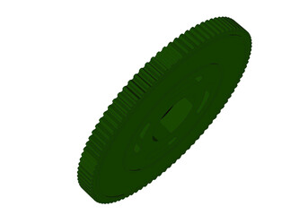 Green gear on white background.