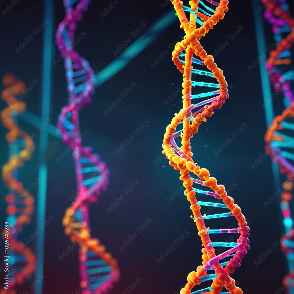 Wall mural colorful dna in digital art