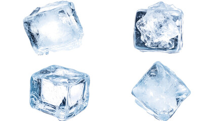 Obraz premium Fresh Ice Cubes Scattered on a White Background for Refreshing Drinks Generative AI