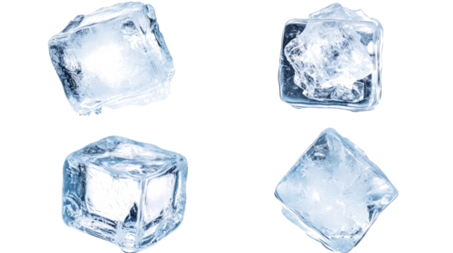 Fresh Ice Cubes Scattered on a White Background for Refreshing Drinks Generative AI