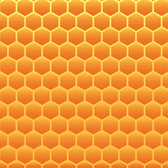 Honeycomb pattern vector illustration. Concept of honey and bees. Orange color hexagon honey comb pattern. Modern Colorful geometric trendy hexagons pattern design.