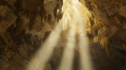Illuminated Hidden Cave with Unique Rock Formations and High Ceiling - Ultra-Detailed Natural Wonder Exploration
