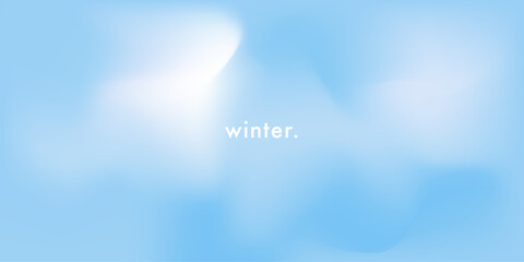 Aesthetic clear blue sky. Winter season blue pastel colored horizontal vector banner. Blurred sky gradient background. Simple soft light backdrop. Beautiful day. Clouds. Cloudscape