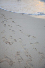 footprints on the sand beach