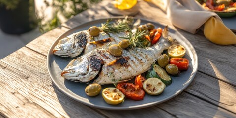 a plate of food on a wooden table
