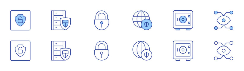 Security icon set in two styles, Duotone and Thin Line style. Editable stroke. network, web security, data, safe deposit, security, lock