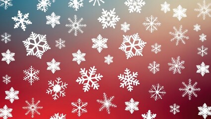 Delicate snowflakes falling on a colorful background during a winter evening in a quiet town