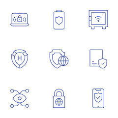Security icons set. Thin Line style, editable stroke. security box, data security, secure, security
