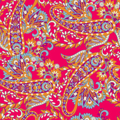 Elegant Paisley Seamless Vector Pattern. Indian floral motifs for fabric designs