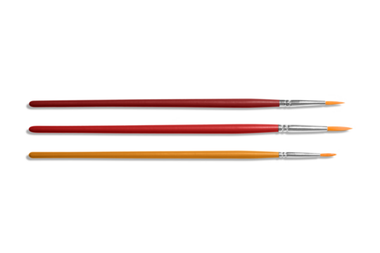 Set of various size paintbrushes isolated on a transparent background, PNG. High resolution.