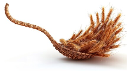 Close up of an intricate feather texture displaying delicate brown and beige tones  The organic fibrous structure of the feather appears and abstract