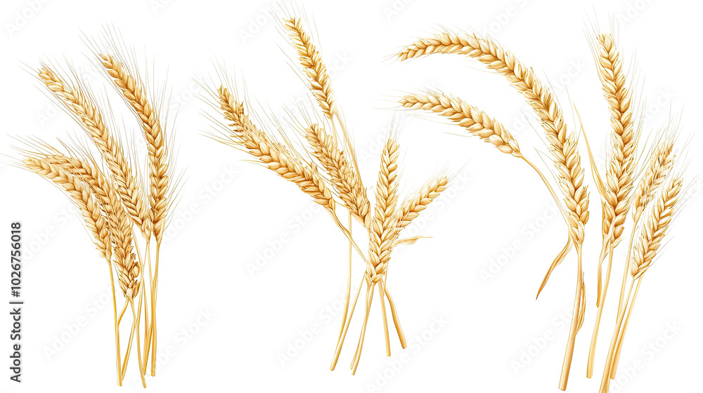 Aufkleber golden ears of wheat spikelets swaying in the gentle breeze generative ai