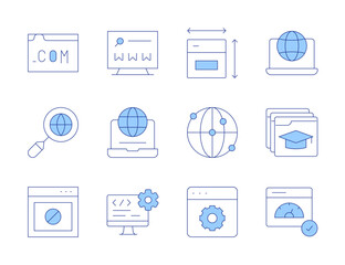 Website icons. Line Duotone style, editable stroke. network, fast, internet, software developer, web, world wide web, education, web design, domain, software