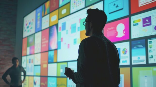 Creative Director Leading Brainstorming Session on Vibrant Social Media Ad Concepts