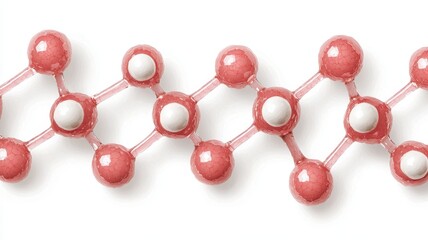 Obraz premium The image depicts a stylized molecular structure with pink atoms connected by lines, representing chemical bonding and molecular design.