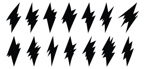 Lightning silhouette set vector design big pack of bolt illustration and icon