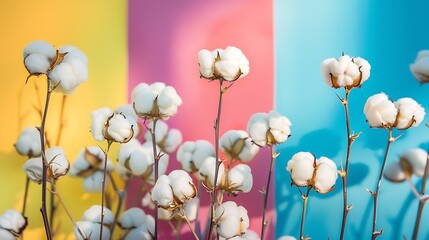 Cotton samples on a vibrant background