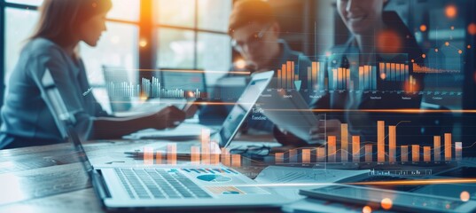 Dynamic Financial Advisor Flyer with Professionals and Financial Charts