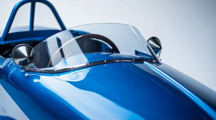 close up of the windscreen on race car, photographed in white studio space