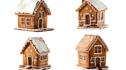 Festive Gingerbread Houses Decorated for the Holiday Season Generative AI
