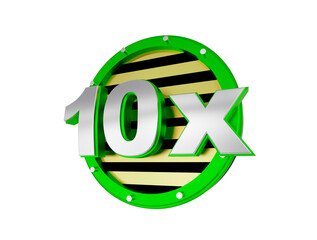 3D Green Badge with 10x Text