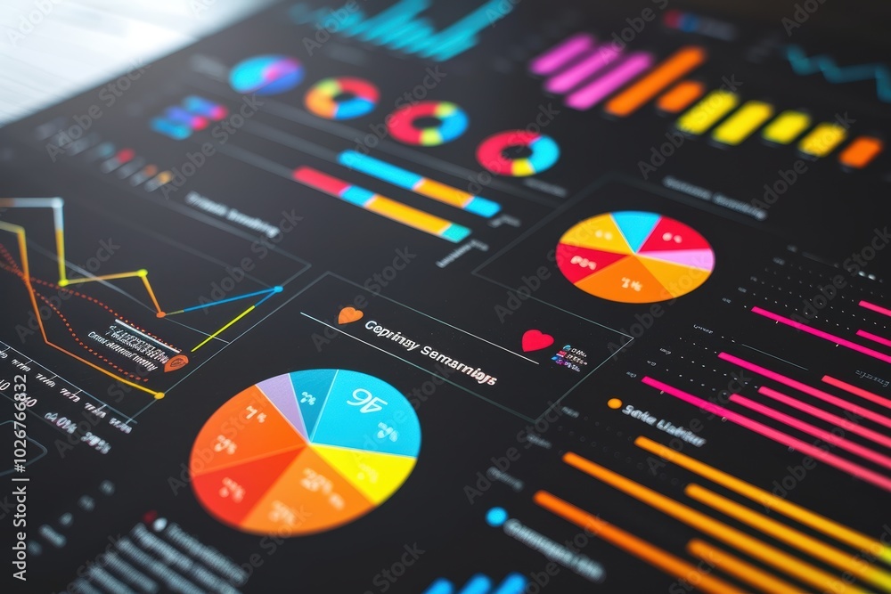 Aufkleber modern business presentation featuring colorful infographic on market segmentation for data analysis
