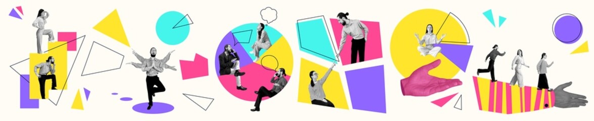 Colorful Collage Art Teamwork Abstract Business People Concept