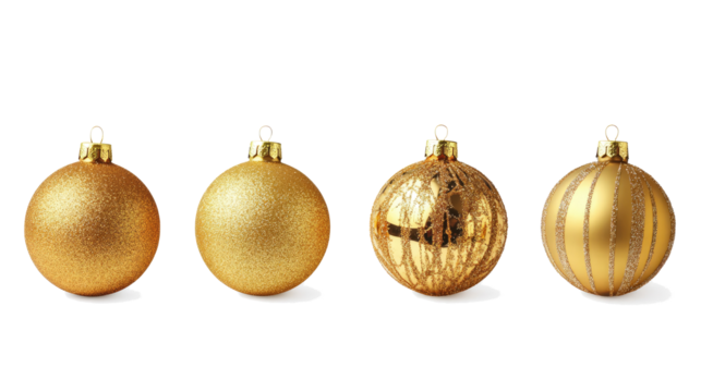 Elegant Collection of Gold Christmas Balls for Festive Decoration Generative AI