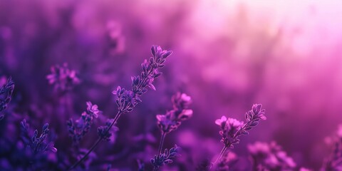 Naklejka premium Lavender flowers bloom in enchanting shades of purple, creating a captivating and serene natural atmosphere.