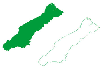 Fototapeta premium Tefe municipality (Amazonas state, Municipalities of Brazil, Federative Republic of Brazil) map vector illustration, scribble sketch Tefe map