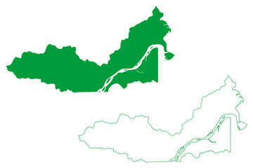 Tonantins municipality (Amazonas state, Municipalities of Brazil, Federative Republic of Brazil) map vector illustration, scribble sketch Tonantins map